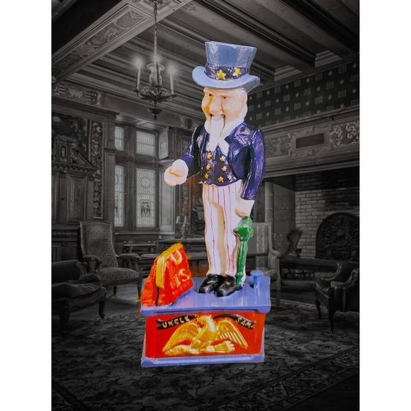 Vintage Cast Iron Penny Bank Vintgage Mechanical Working Uncle Sam Bank - Picture 10 of 10